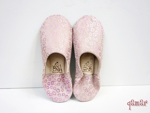 フラワープリントバブーシュ　ピンク