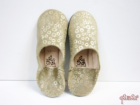 フラワープリントバブーシュ　ベージュ